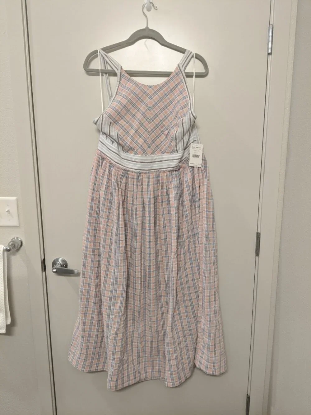 NWT Free People Women's Halter Dress Size Medium Plaid Midi Boho